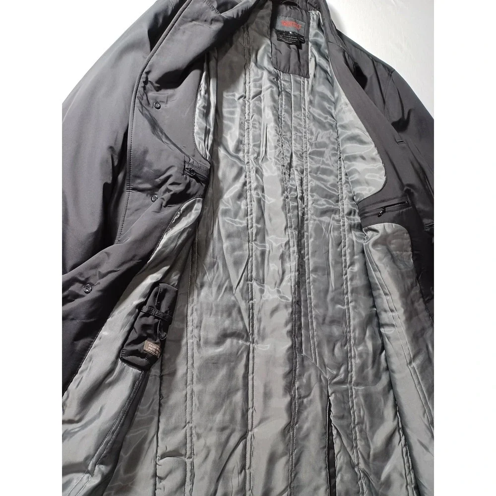 Di Quattro Coat Mens 44R Black‎ Rain Overcoat Quilted Lined Button Front